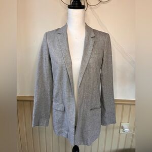 Massimo Dutti Open Front Women’s Mulberry Silk Blend Light Gray Blazer Sz 4 Work